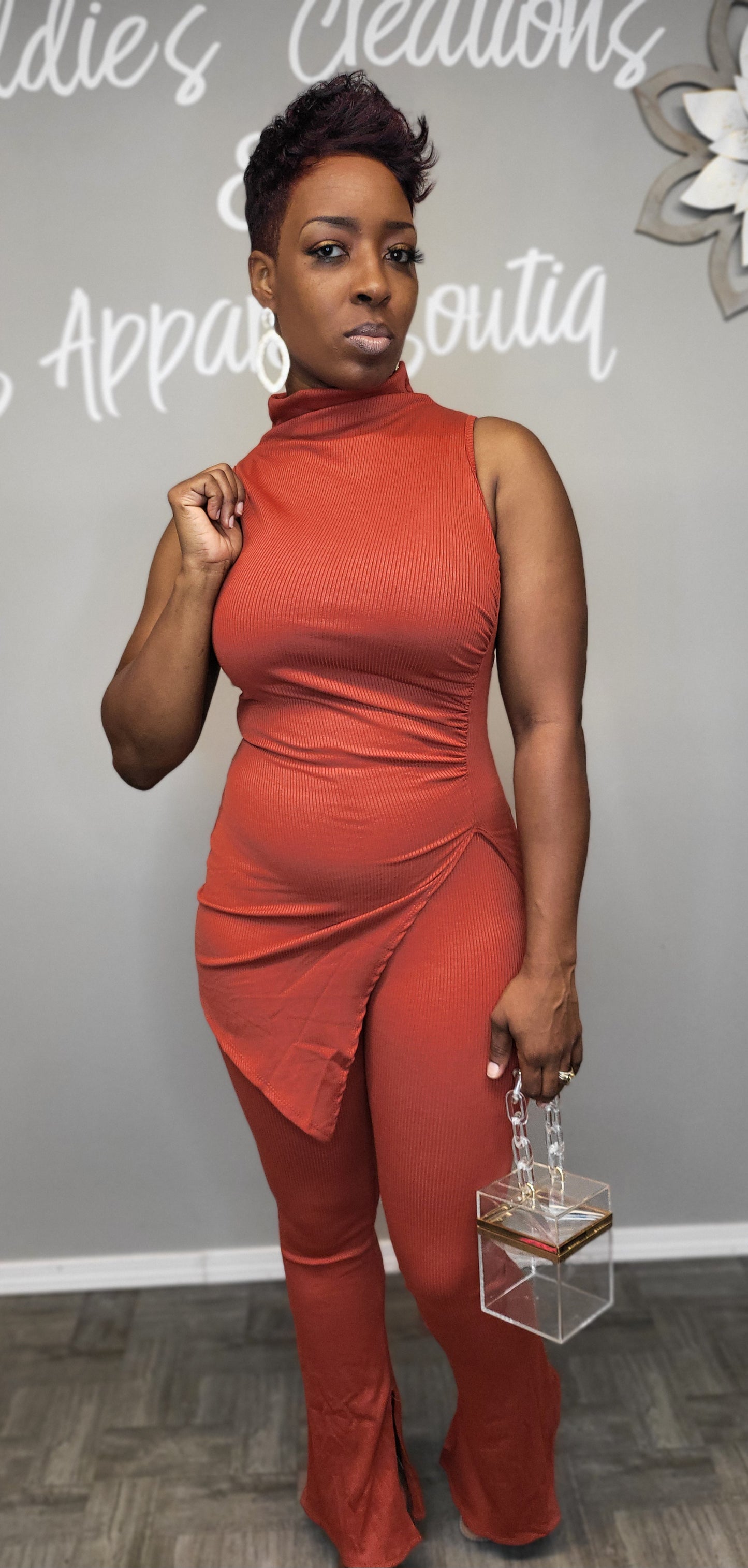 Rust Slit Top Set