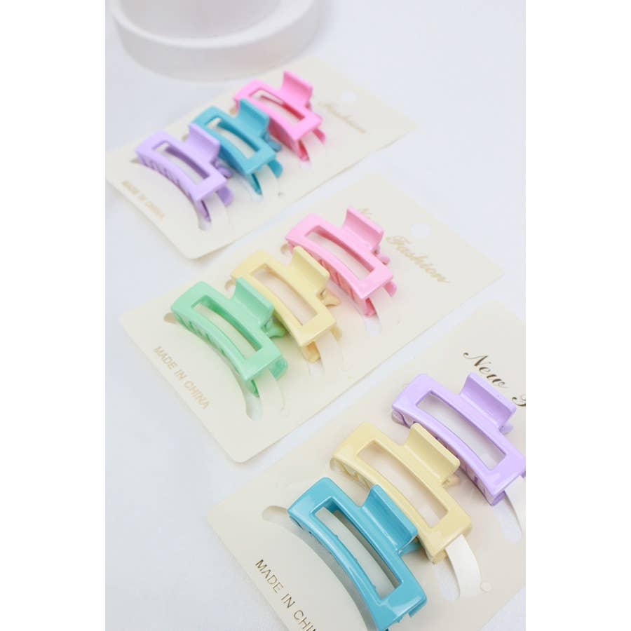 3-Pcs Mini Rectangle Hair Claw Set
